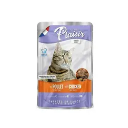 پوچ گربه بالغ طعم مرغ و جگر در سس پلازیر