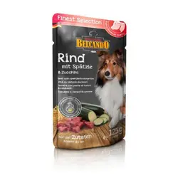 پوچ گوشت گاو با رشته فرنگی و کدو سبز بلکاندو مخصوص سگ بالغ 125gr