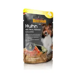 پوچ گوشت مرغ + برنج، هویج و کدو سبز بلکاندو مخصوص سگ بالغ 125gr