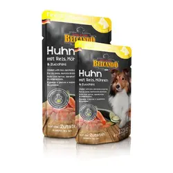 پوچ گوشت مرغ + برنج، هویج و کدو سبز بلکاندو مخصوص سگ بالغ 300gr