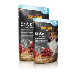 پوچ گوشت اردک + برنج و زغال اخته کوهی بلکاندو مخصوص سگ بالغ 300gr