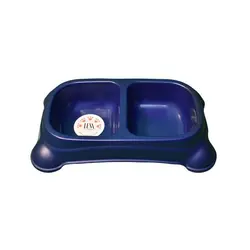 ظرف دوقلو آب و غذای سگ و گربه رنگ آبی سایز Medium برند Luna