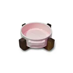 ظرف سرامیکی سگ طرح استخوان صورتی سایز Small برند لونا