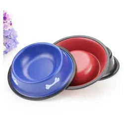 ظرف غذای سگ و گربه فلزی رنگی سایز2