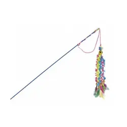 اسباب بازی میله ماهیگیری گربه با آویز های مخمل و پر/ 46 سانتی