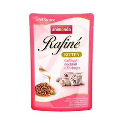 پوچ رافینه حاوی انواع گوشت پرندگان و میگو مخصوص بچه گربه 100gr