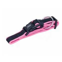 قلاده گردنی سگ پارچه ای و کشی رنگ صورتی نوبی