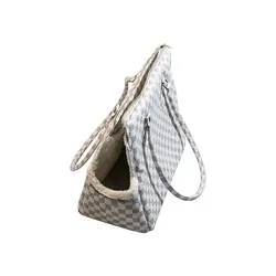 کیف حمل سگ و گربه رنگ سفید طرح louis vuitton
