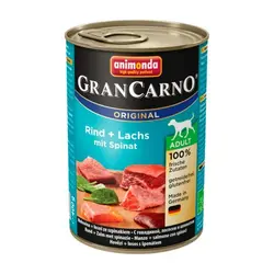 كنسرو گرن کارنو حاوی گوشت گاو، ماهی سالمون و اسفناج مخصوص سگ بالغ 400gr