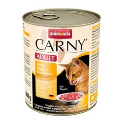 کنسرو کارنی پته حاوی گوشت گاو، مرغ و دل اردک مخصوص گربه بالغ 800gr