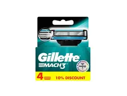 تیغ یدک ژیلت مچ تری Mach3 مردانه سه لبه بسته 4 عددی