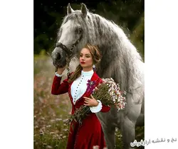 نخ و نقشه تابلو فرش دختر و اسب - 6488