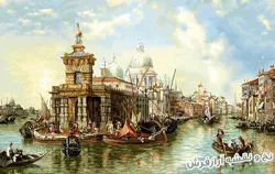 نخ و نقشه تابلو فرش دستباف منظره ونیز - 3646