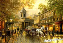 نخ و نقشه تابلو فرش منظره خیابان شانزلیزه - 3756