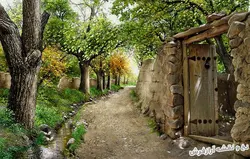 نخ و نقشه تابلو فرش منظره کوچه باغ - 3728