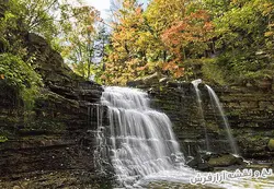 نخ و نقشه تابلو فرش منظره آبشار - 3619