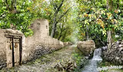 نخ و نفشه تابلو فرش کوچه باغ و چشمه - 3696