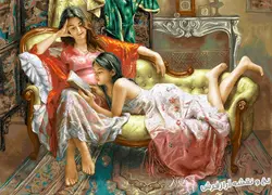 نخ و نقشه تابلو فرش دستباف مهر خواهری - 5921