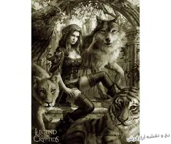 نخ و نقشه تابلو فرش فانتزی طرح دختر و گرگ - 6415