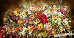 نخ و نقشه تابلو فرش سبد گل های زیبا - 5667