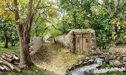 نخ و نقشه تابلو فرش منظره کوچه باغ زیبا - 3732