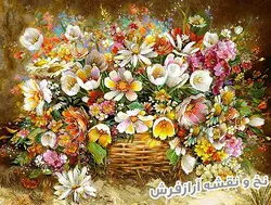 نخ و نقشه تابلو فرش سبد گل جدید - 5675