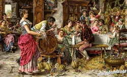 نخ و نقشه تابلو فرش طرح کافه - 6022