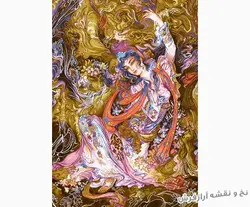 نخ و نقشه تابلو فرش مینیاتور سروش عالم غیب کد 3129