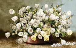 نخ و نقشه تابلو فرش سبد گل لاله - 5523