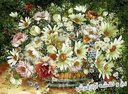 خرید آنلاین نخ و نقشه تابلو فرش سبد گل یاسمن جنگلی - 1355
