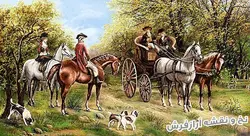 نخ و نقشه تابلو فرش منظره کالسکه سوار - 2444