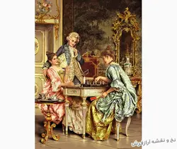 نخ و نقشه تابلو فرش طرح فرانسوی شطرنج باز - 2030