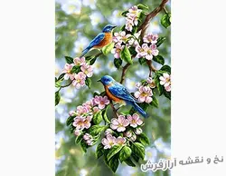 نخ و نقشه تابلو فرش کامپیوتری طرح گنجشک - 1459