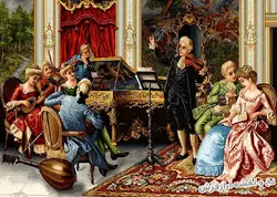 نخ و نقشه تابلو فرش دستباف مجلس موسیقی - 2097