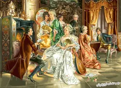 نخ و نقشه تابلو فرش دستباف مهمانی شب - 1865