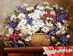 نخ و نقشه تابلو فرش سبد گل یاسمن - 1336