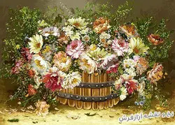 نخ و نقشه تابلو فرش طرح گل وحشی - 1175