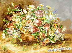 نخ و نقشه تابلو فرش طرح گل رز کد 1189