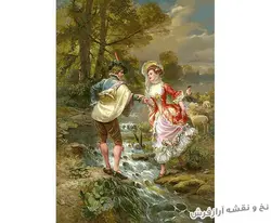 نخ و نقشه تابلو فرش طرح معاشقه - 1870