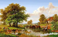 نخ و نقشه بافت تابلو فرش طرح برکه - 2407