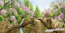 نخ و نقشه بافت تابلو فرش طرح کوچه باغ بهاری - 2330