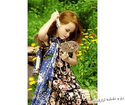 نخ و نقشه بافت تابلو فرش طرح دختر بچه زیبا - 3382
