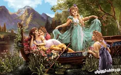 نخ و نقشه بافت تابلو فرش طرح چهار پری - 1917