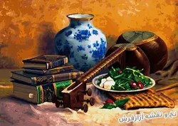 نخ و نقشه تابلو فرش طرح تار و کتاب - 1943