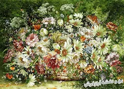 نخ و نقشه تابلو فرش طرح گل وحشی - 1173