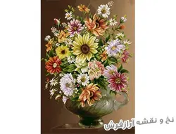 نخ و نقشه تابلو فرش طرح گلدان کوزه ای - 1157