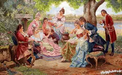 نخ و نقشه تابلو فرش طرح مجلس اشرافی - 1764