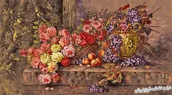 نخ و نقشه آماده بافت تابلو فرش طرح گل و میوه - 1071