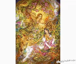 نخ و نقشه تابلو فرش طرح مینیاتور اثر استاد فرشچیان - 3052