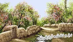نخ و نقشه تابلو فرش دستباف طرح کوچه باغ - 2274